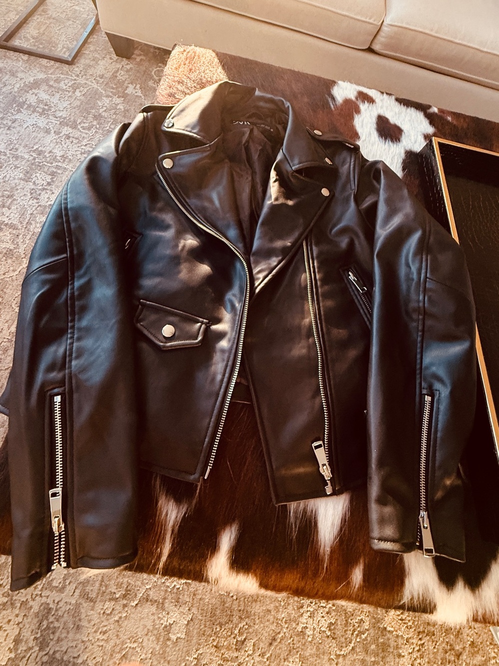 ZARA FAUX LEATHER BIKER JACKET - SZ LG